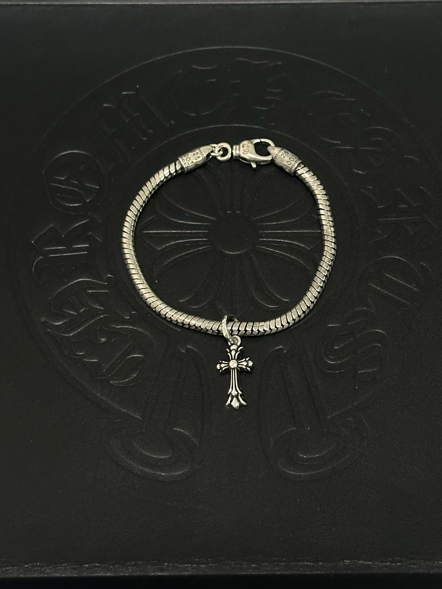 Chrome Hearts Silver Cross Charm Bracelet